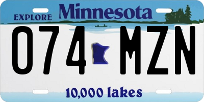 MN license plate 074MZN