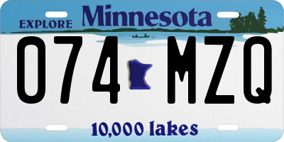 MN license plate 074MZQ