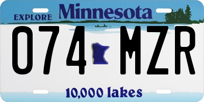 MN license plate 074MZR