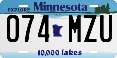 MN license plate 074MZU