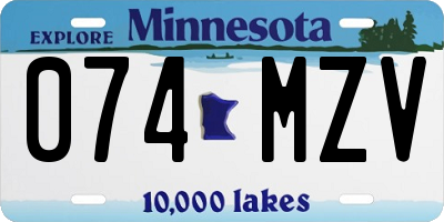 MN license plate 074MZV
