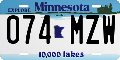 MN license plate 074MZW