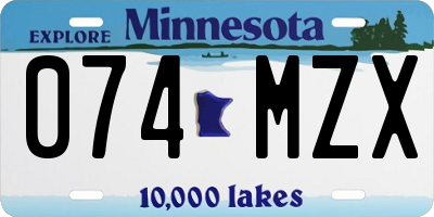 MN license plate 074MZX