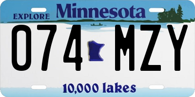 MN license plate 074MZY