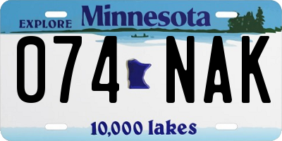 MN license plate 074NAK