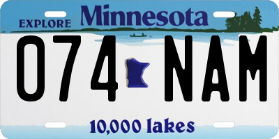 MN license plate 074NAM