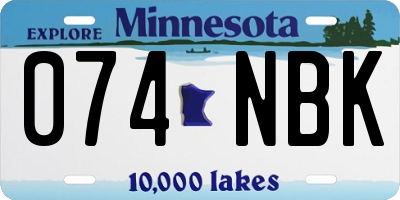 MN license plate 074NBK