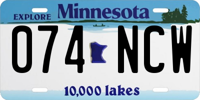 MN license plate 074NCW