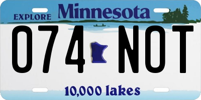 MN license plate 074NOT