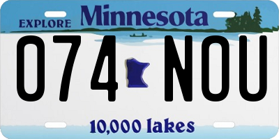 MN license plate 074NOU