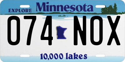 MN license plate 074NOX