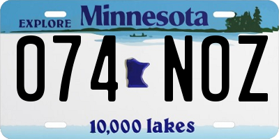 MN license plate 074NOZ