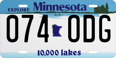 MN license plate 074ODG