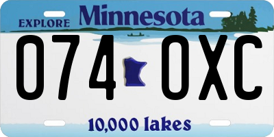 MN license plate 074OXC