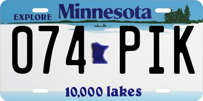 MN license plate 074PIK