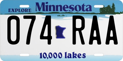 MN license plate 074RAA