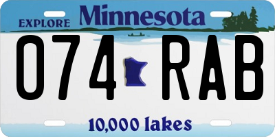 MN license plate 074RAB