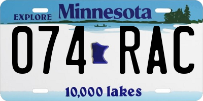 MN license plate 074RAC