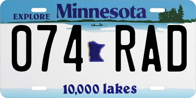 MN license plate 074RAD
