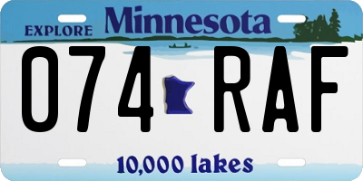 MN license plate 074RAF