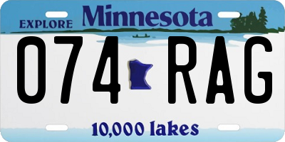MN license plate 074RAG