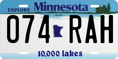 MN license plate 074RAH