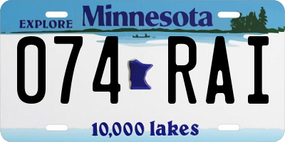 MN license plate 074RAI
