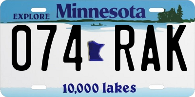 MN license plate 074RAK