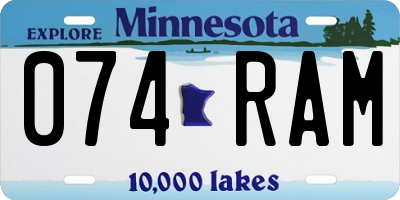 MN license plate 074RAM