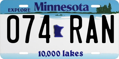 MN license plate 074RAN