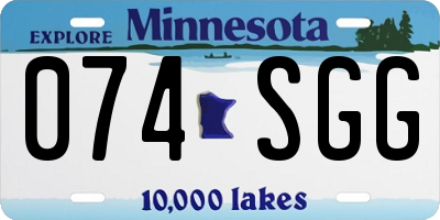 MN license plate 074SGG