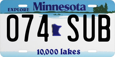 MN license plate 074SUB