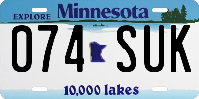 MN license plate 074SUK