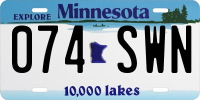 MN license plate 074SWN
