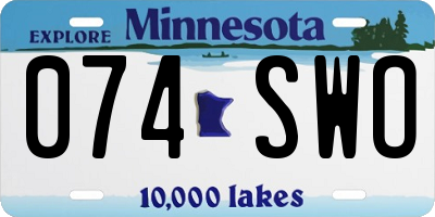 MN license plate 074SWO