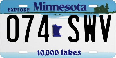 MN license plate 074SWV