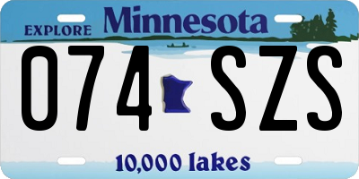 MN license plate 074SZS