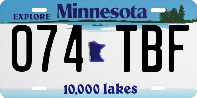MN license plate 074TBF