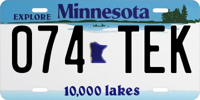 MN license plate 074TEK