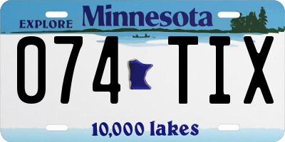 MN license plate 074TIX