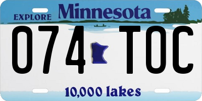 MN license plate 074TOC