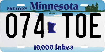 MN license plate 074TOE
