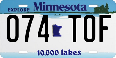MN license plate 074TOF