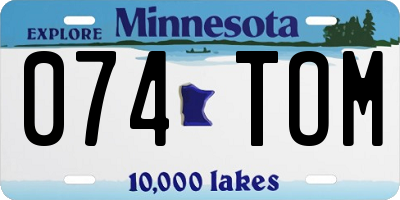 MN license plate 074TOM
