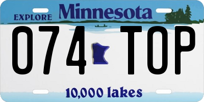 MN license plate 074TOP