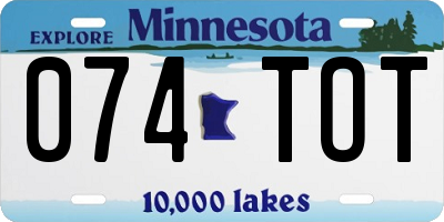 MN license plate 074TOT