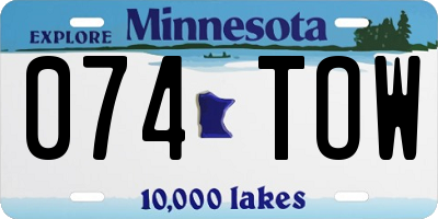 MN license plate 074TOW