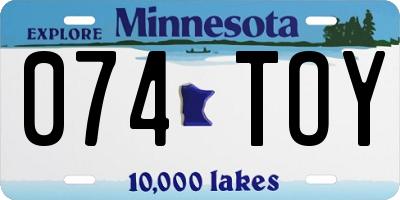 MN license plate 074TOY