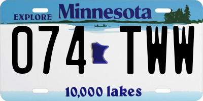 MN license plate 074TWW