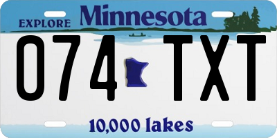 MN license plate 074TXT